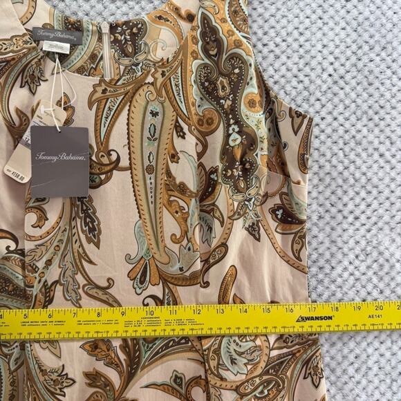 Tommy Bahama Dress Womens 12 Brown Zanzi Paisley Sheath Knee Lenght Scoop Neck - Picture 11 of 14